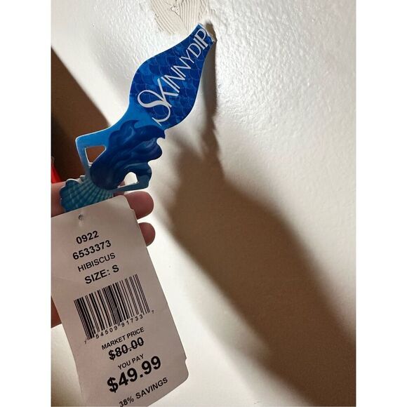 Skinny Dippers by Miraclesuit Hibiscus Hawaiian Print Bikini Top Size Small - Picture 4 of 5